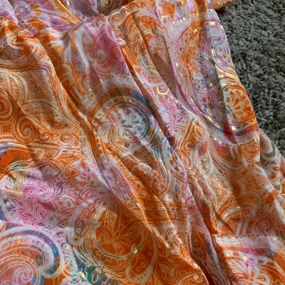 orange pink and gold flowy boho hippie 2 piece set - Picture 5 of 5
